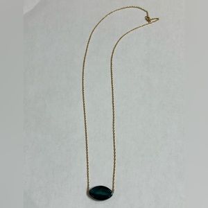 Dark Green Teal Bead Gold Necklace